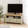 Marbury Sage Green Painted Corner TV Unit Stand – Up to 50” Widescreen TV Size