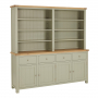 Marbury Sage Green Painted Extra Large 4 Door Sideboard with Bookcase Dresser Top