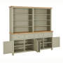 Marbury Sage Green Painted Extra Large 4 Door Sideboard with Bookcase Dresser Top
