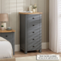 Marbury Slate Grey Painted 5 Drawer Tallboy Narrow Chest