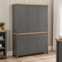 Marbury Slate Grey Painted Triple Kitchen Larder Pantry Cupboard