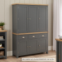Marbury Slate Grey Painted Triple Kitchen Larder Pantry Cupboard