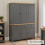 Marbury Slate Grey Painted Triple Kitchen Larder Pantry Cupboard