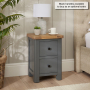 Marbury Slate Grey Painted 2 Drawer Slim Bedside Table