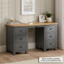 Marbury Slate Grey Painted Twin Pedestal Dressing Table Set with Stool & Mirror