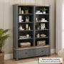 Marbury Slate Grey Painted Extra Large Grand Double Library Bookcase with 2 Drawers