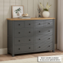 Marbury Slate Grey Painted Extra Large Jumbo 10 Drawer Chest