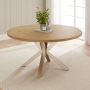 Industrial Parquet Limed Oak 150cm Round Dining Table with Grey Starburst Legs – 6 to 8 Seater