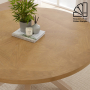 Industrial Parquet Limed Oak 150cm Round Dining Table with Grey Starburst Legs – 6 to 8 Seater