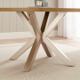Industrial Parquet Limed Oak 150cm Round Dining Table with Grey Starburst Legs – 6 to 8 Seater