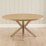 Industrial Parquet Limed Oak 150cm Round Dining Table with Grey Starburst Legs – 6 to 8 Seater
