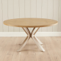 Industrial Parquet Limed Oak 150cm Round Dining Table with Grey Starburst Legs – 6 to 8 Seater