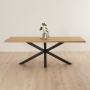 Industrial Herringbone Natural Oak 220cm Dining Table with Black Starburst Legs – 8 to 10 Seater