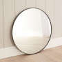 Chic Medium Round Black Metal Wall Mirror – Dia 80cm
