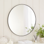 Chic Medium Round Black Metal Wall Mirror – Dia 80cm