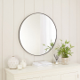 Chic Medium Round Black Metal Wall Mirror – Dia 80cm