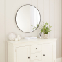 Chic Medium Round Black Metal Wall Mirror – Dia 80cm