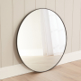 Chic Large Round Black Metal Wall Mirror – Dia 100cm