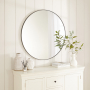 Chic Large Round Black Metal Wall Mirror – Dia 100cm