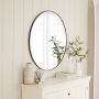 Chic Large Round Black Metal Wall Mirror – Dia 100cm