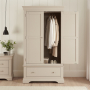 Wilmslow Dove Grey Painted 2 Door Double Wardrobe with Drawer