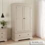 Wilmslow Dove Grey Painted 2 Door Double Wardrobe with Drawer