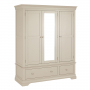 Wilmslow Dove Grey Painted 3 Door Triple Wardrobe with Mirror
