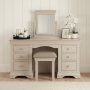 Wilmslow Dove Grey Painted Twin Pedestal Dressing Table Set with Mirror and Stool