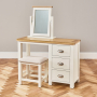 Cotswold Cream Painted Dressing Table with Fabric Stool and Mirror Set