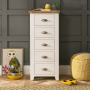 Cheshire Cream Painted 5 Drawer Tallboy Wellington Chest of Drawers