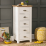Cheshire Cream Painted 5 Drawer Tallboy Wellington Chest of Drawers