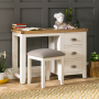 Cheshire Cream Painted Pedestal Dressing Table Set with Stool