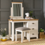 Cheshire Cream Pedestal Dressing Table Set with Mirror & Stool