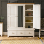 Cheshire Cream Painted Triple 3 Door Mirrored Wardrobe with 3 Drawers