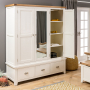 Cheshire Cream Painted Triple 3 Door Mirrored Wardrobe with 3 Drawers