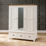 Cheshire Cream Painted Triple 3 Door Mirrored Wardrobe with 3 Drawers