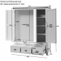 Westbury Blue Painted Triple 3 Door Mirrored Wardrobe with 3 Drawers