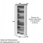 Downton Grey Tall Narrow Alcove Bookcase with 4 Adjustable Shelves