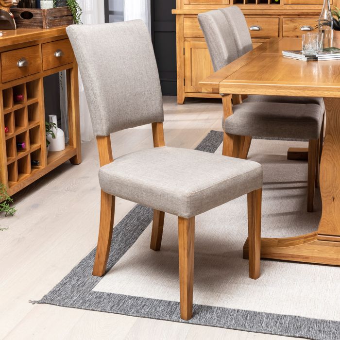 Cheshire Oak Natural Fabric Upholstered, Fabric For Dining Chairs