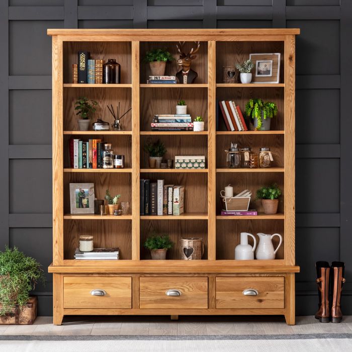 Cheshire Oak Grand Library Bookcase The Furniture Market