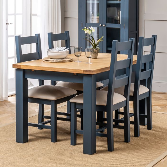 Westbury Blue Painted Extending Dining Table 4 Dining Chairs Set The Furniture Market