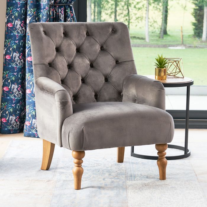 grey armchair