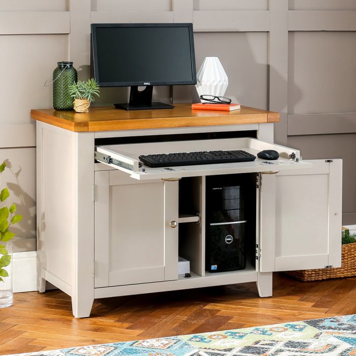 Downton Grey Painted Hideaway Computer Desk The Furniture Market