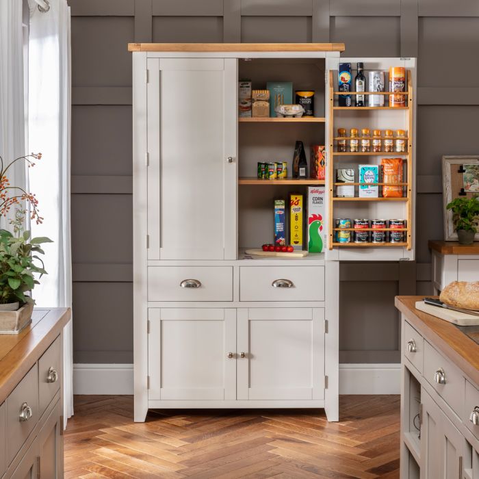 Downton Grey Painted Kitchen Large Double Larder Pantry Cupboard The Furniture Market