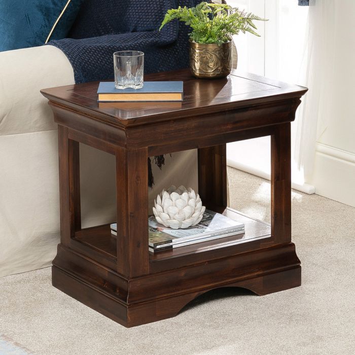 French Hardwood Mahogany Stained Lamp, Lamp End Tables