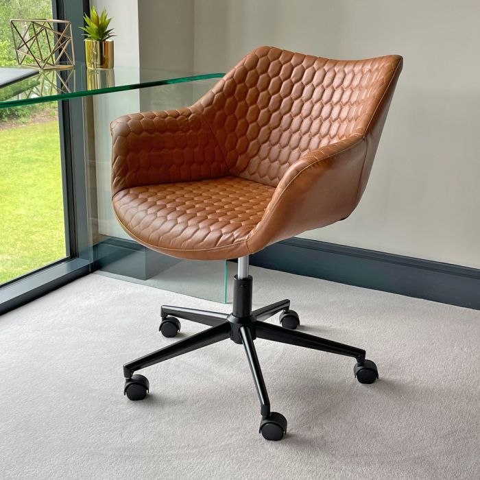 Milo Tan Brown Faux Leather Office, Faux Leather Desk Chair