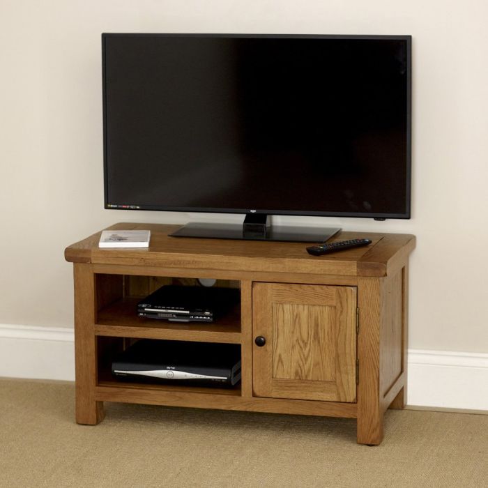 Rustic Oak Small Compact Tv Unit Cabinet To Fit Tv S Up To 44