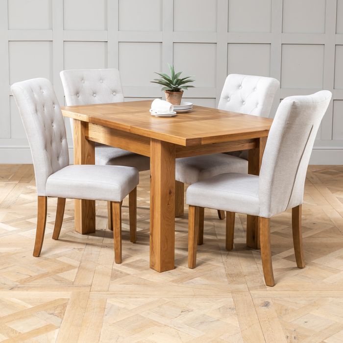 Solid Oak Small Extending Table 4 X, Oak Extendable Dining Table And Chairs Uk