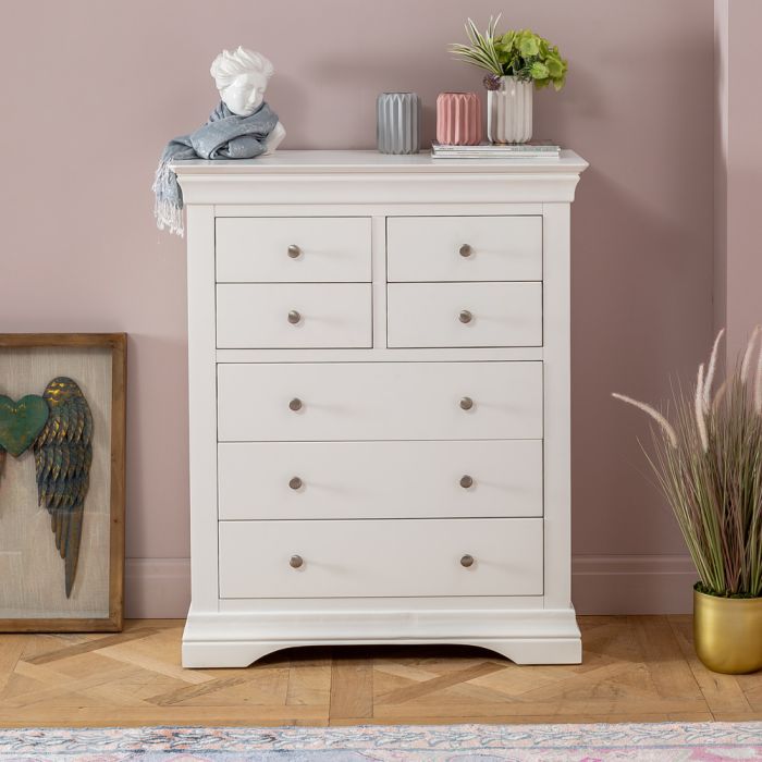 Wilmslow White Painted Tall 4 Over 3 Drawer Chest Of Drawers The