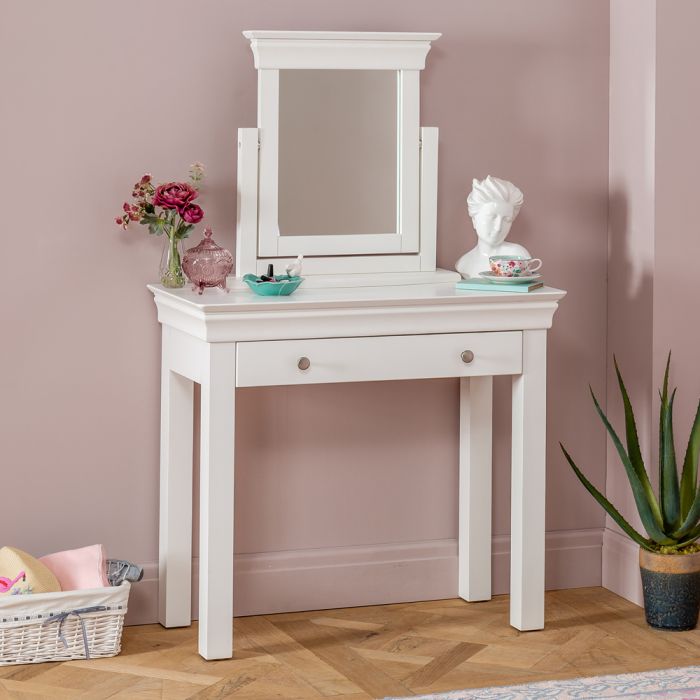 Wilmslow White 1 Drawer Dressing Table, White Dressing Table With Mirror And Drawers